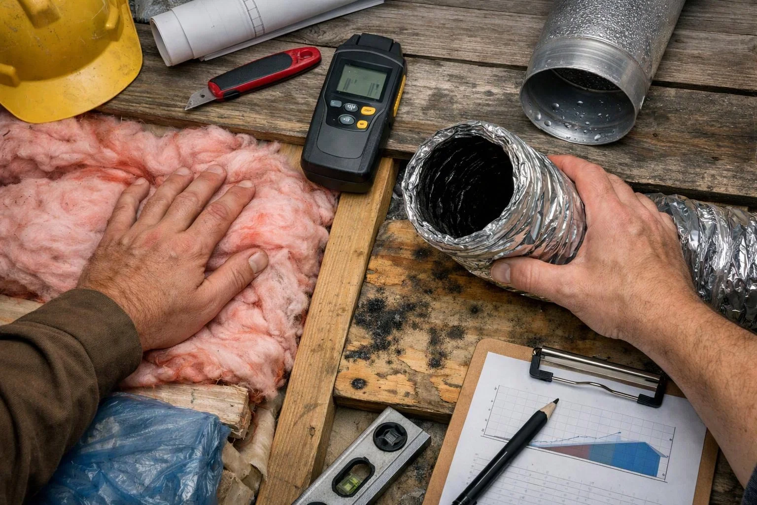 Attic conversion insulation and roof ventilation inspection
